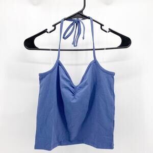 Cotton On purple ruched halter tank top cropped wardrobe basic casual skater